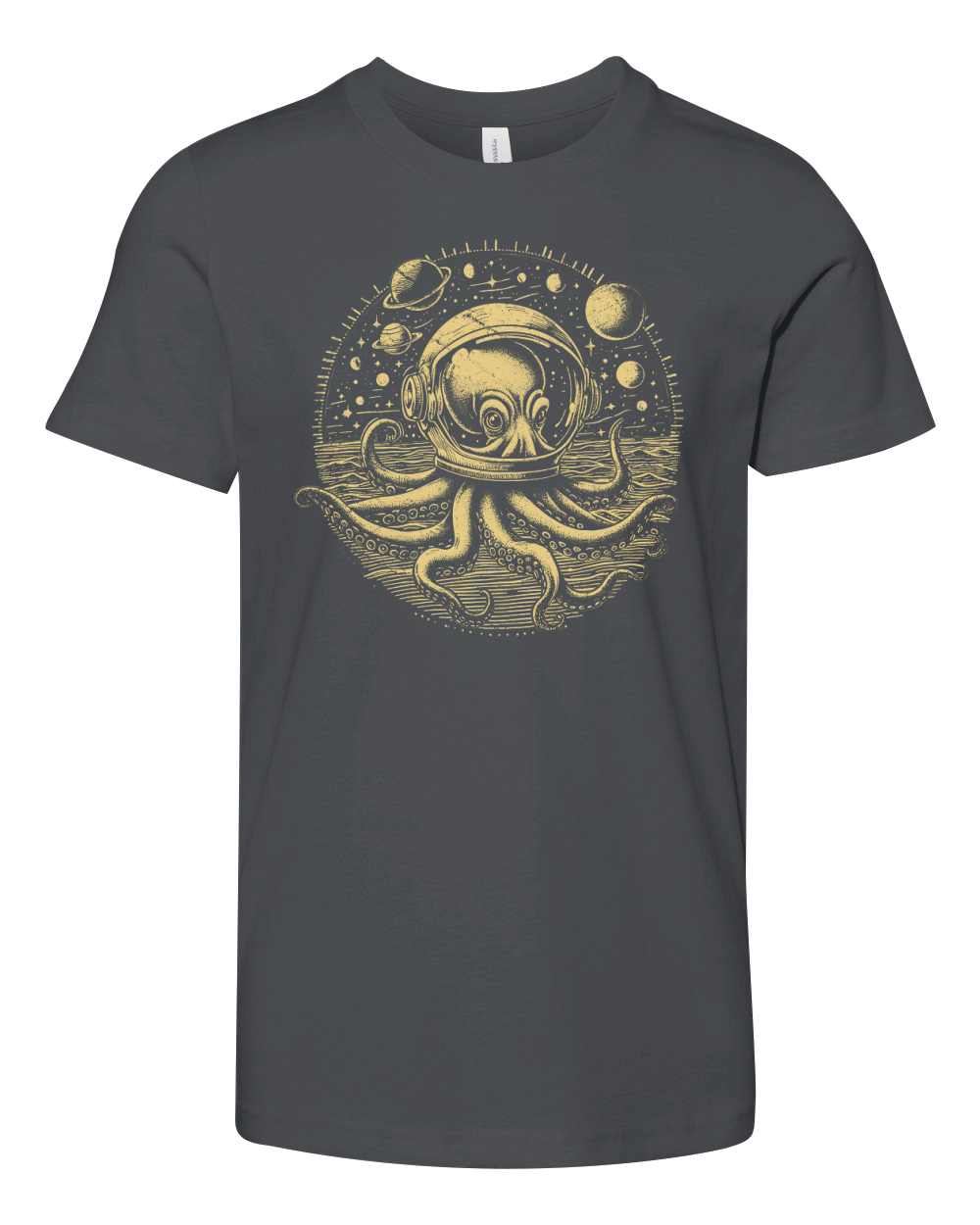 Octopus with Astronaut Helmet D Yellow GR Youth Unisex Jersey Tee