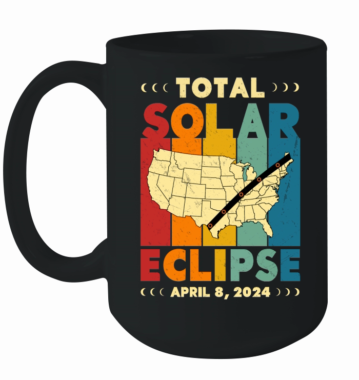 Vintage Total Solar Eclipse 2024 USA Map Ceramic Mug