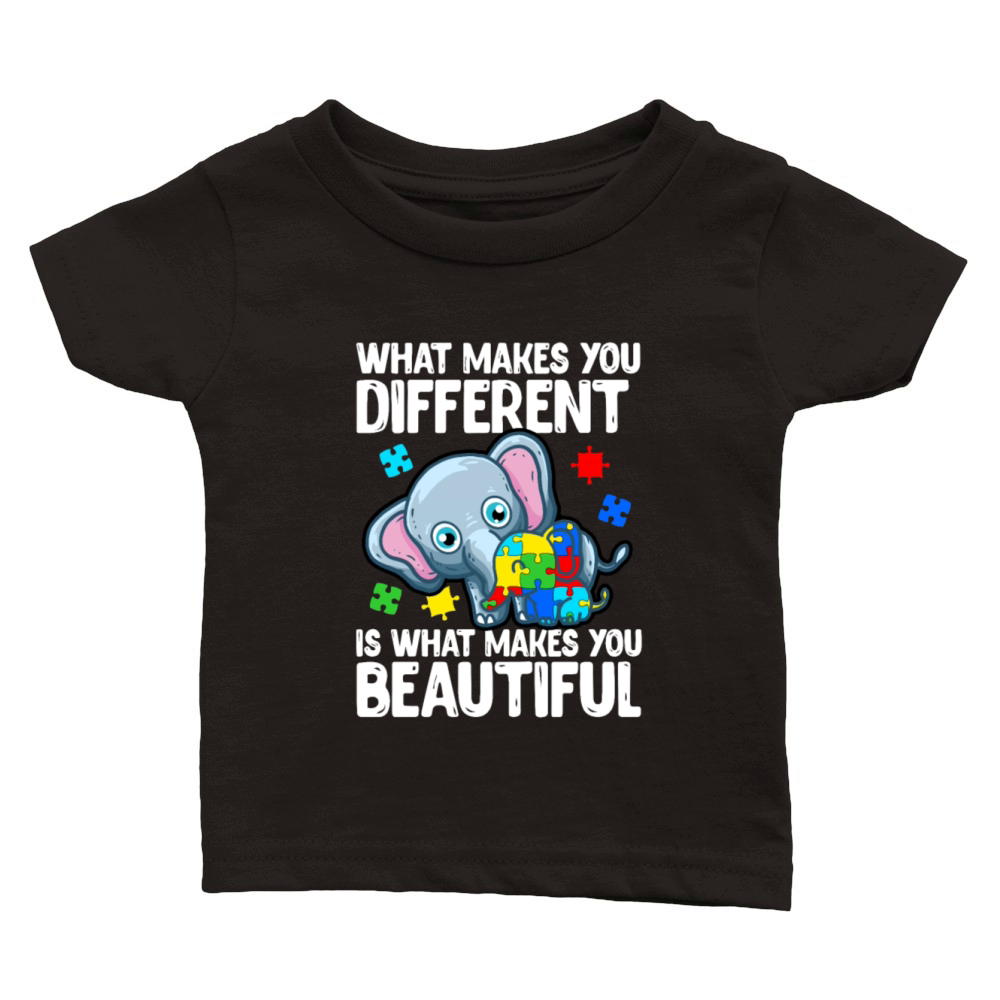 Cute Elephant Mom With Puzzle Autism Awareness Classic Baby Crewneck T-shirt