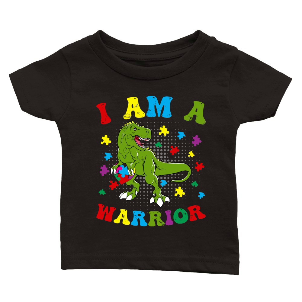 I Am a Warrior T Rex Dinosaur Autism A warrior Classic Baby Crewneck T-shirt
