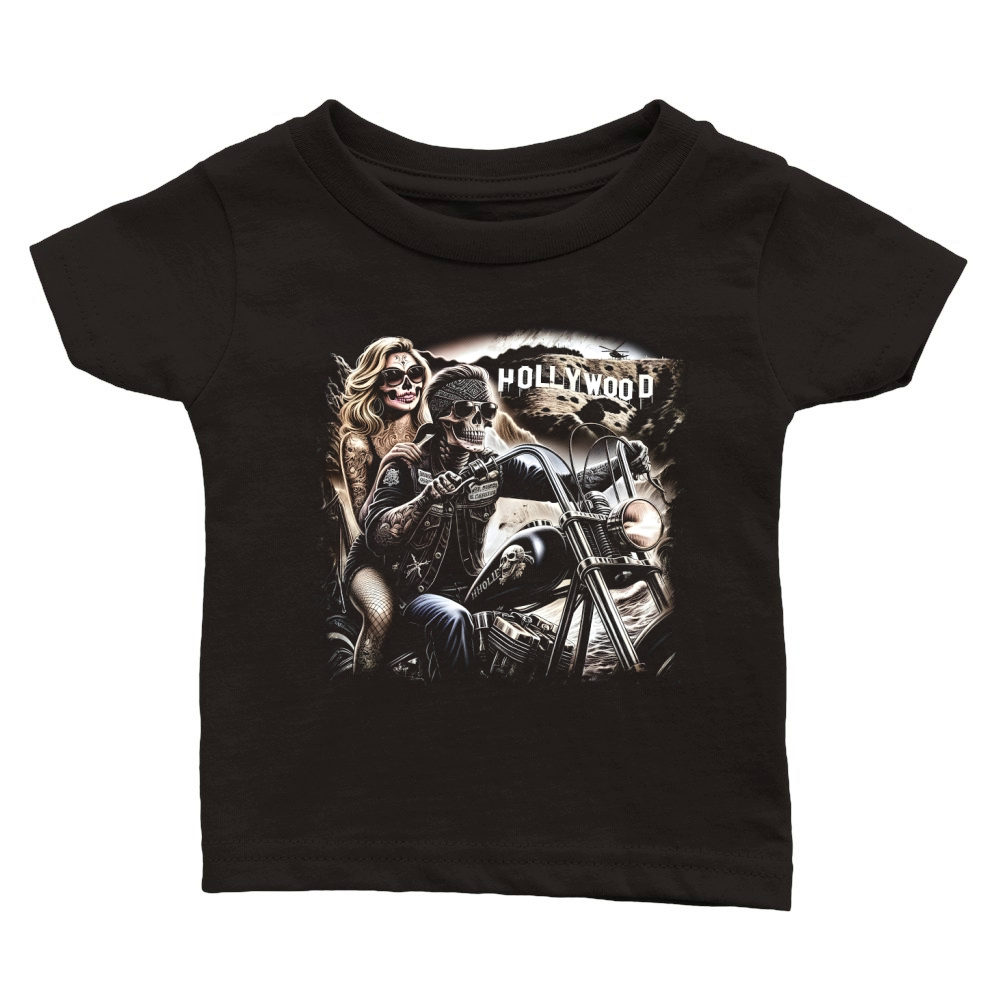 Skeleton Biker Couple in Hollywood Classic Baby Crewneck T-shirt