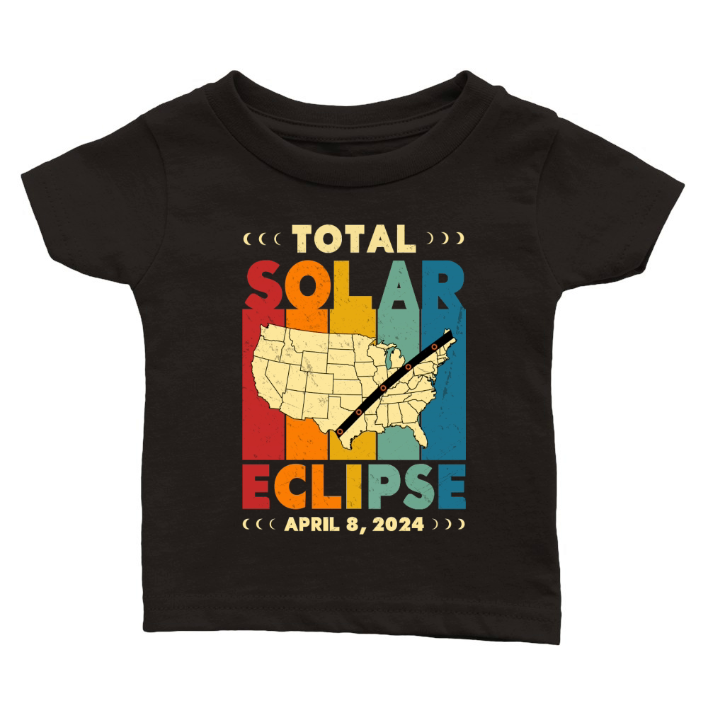Vintage Total Solar Eclipse 2024 USA Map Classic Baby Crewneck T-shirt