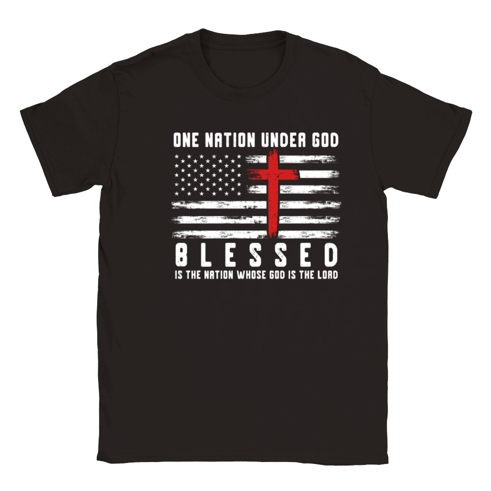 One nation under God Blessed Christian Classic Kids Crewneck T-shirt