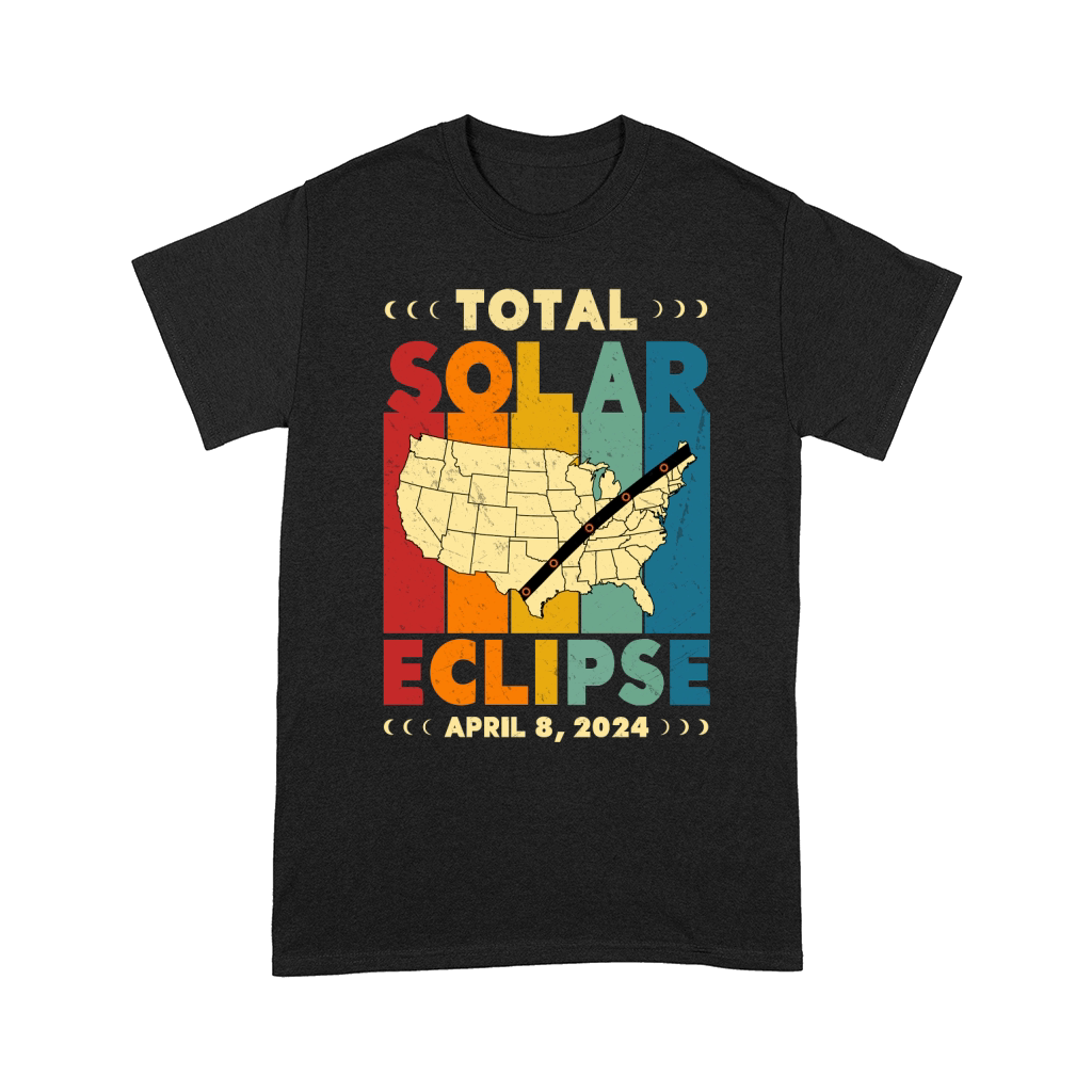 Vintage Total Solar Eclipse 2024 USA Map Comfort T-shirt