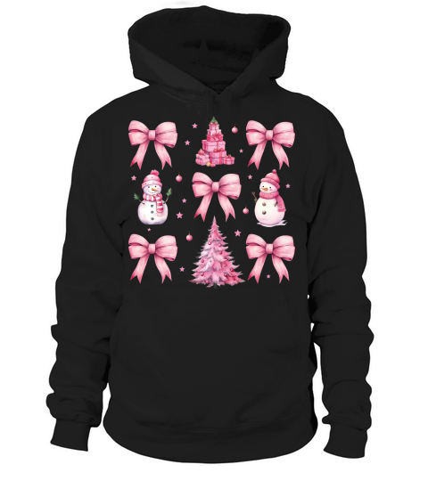 CoquetteChristmasBow Pink Hoodie Unisex