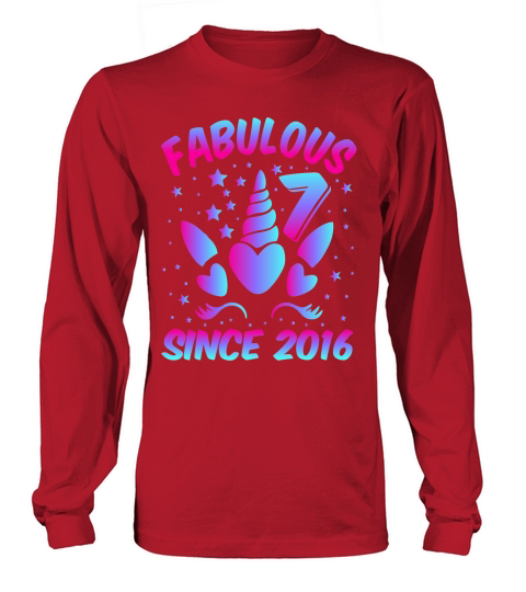 Fabulous 7 Since 2016 Unicorn Birthday T Shirt Design (1) Long sleeved Unisex