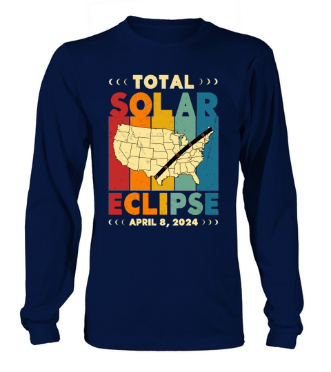 Vintage Total Solar Eclipse 2024 USA Map Long sleeved Unisex