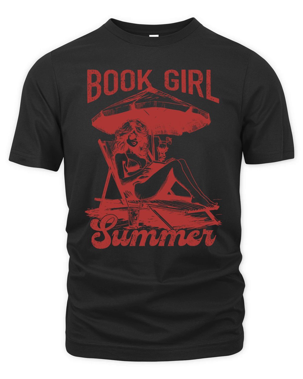 Book Girl Summer L Red Organic Unisex T-shirt