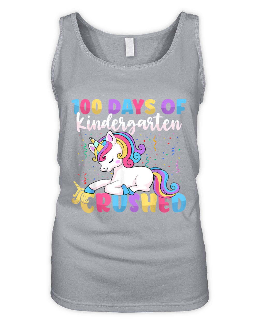 100 Days of Kindergarten Crushed Boys Cute Unicorn Organic Women's Tank Top