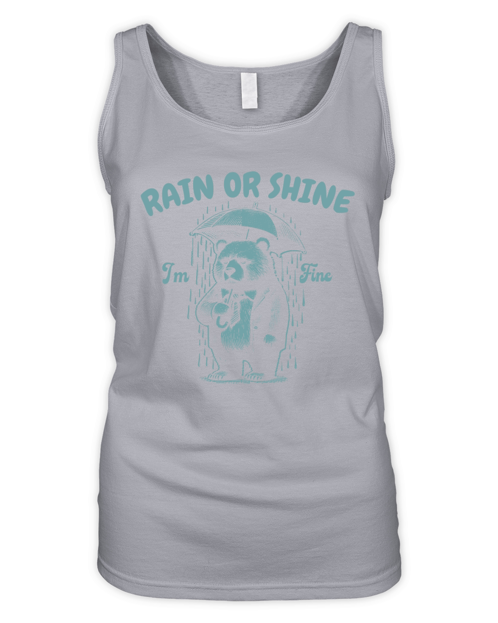 Rain or Shine Bear with Umbrella Retro Green Organic Women's Tank Top