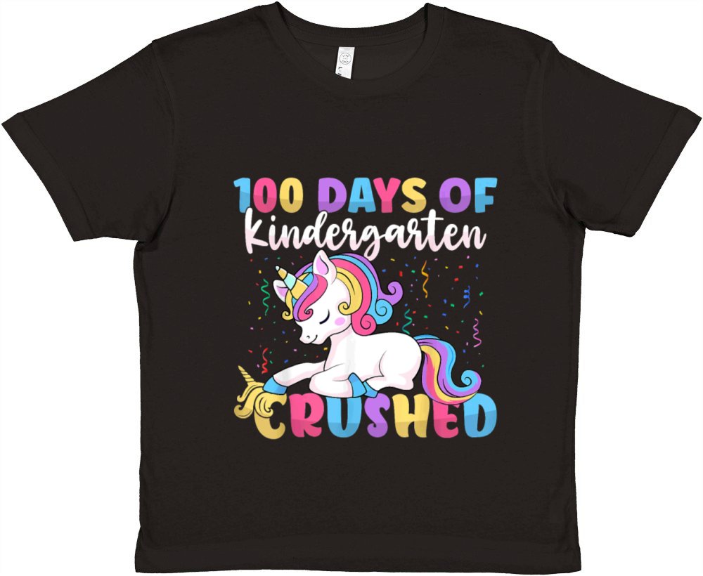 100 Days of Kindergarten Crushed Boys Cute Unicorn Premium Kids Crewneck T-shirt