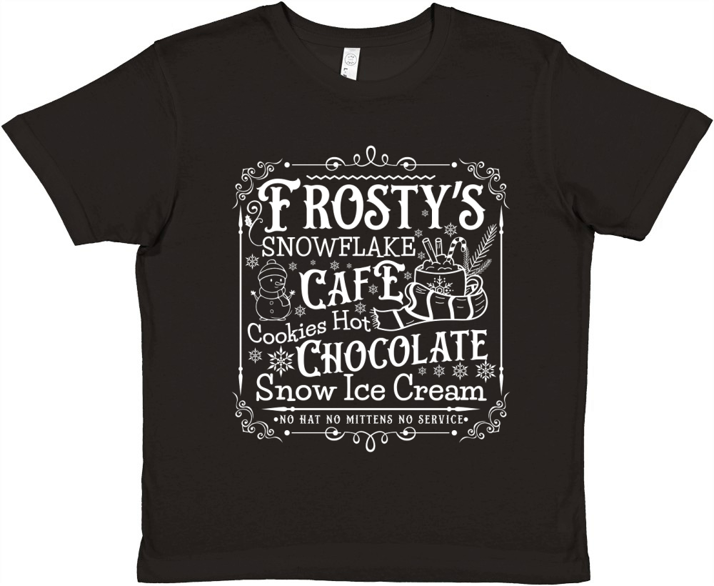 frostys Snowflake Cafe cookies Vintage Christmas  white300 Premium Kids Crewneck T-shirt