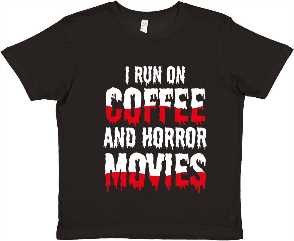 I run on coffef and horror movies Premium Kids Crewneck T-shirt