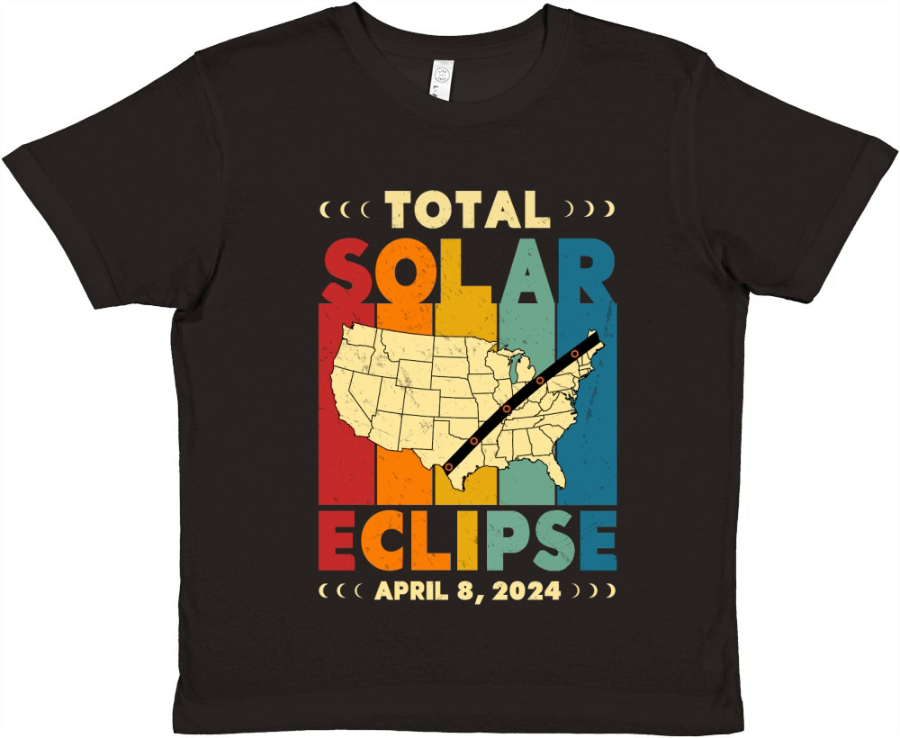 Vintage Total Solar Eclipse 2024 USA Map Premium Kids Crewneck T-shirt