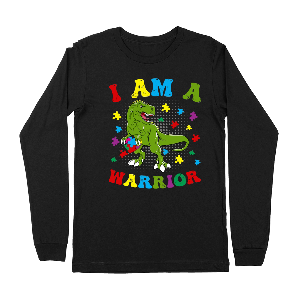 I Am a Warrior T Rex Dinosaur Autism A warrior Premium Long Sleeve