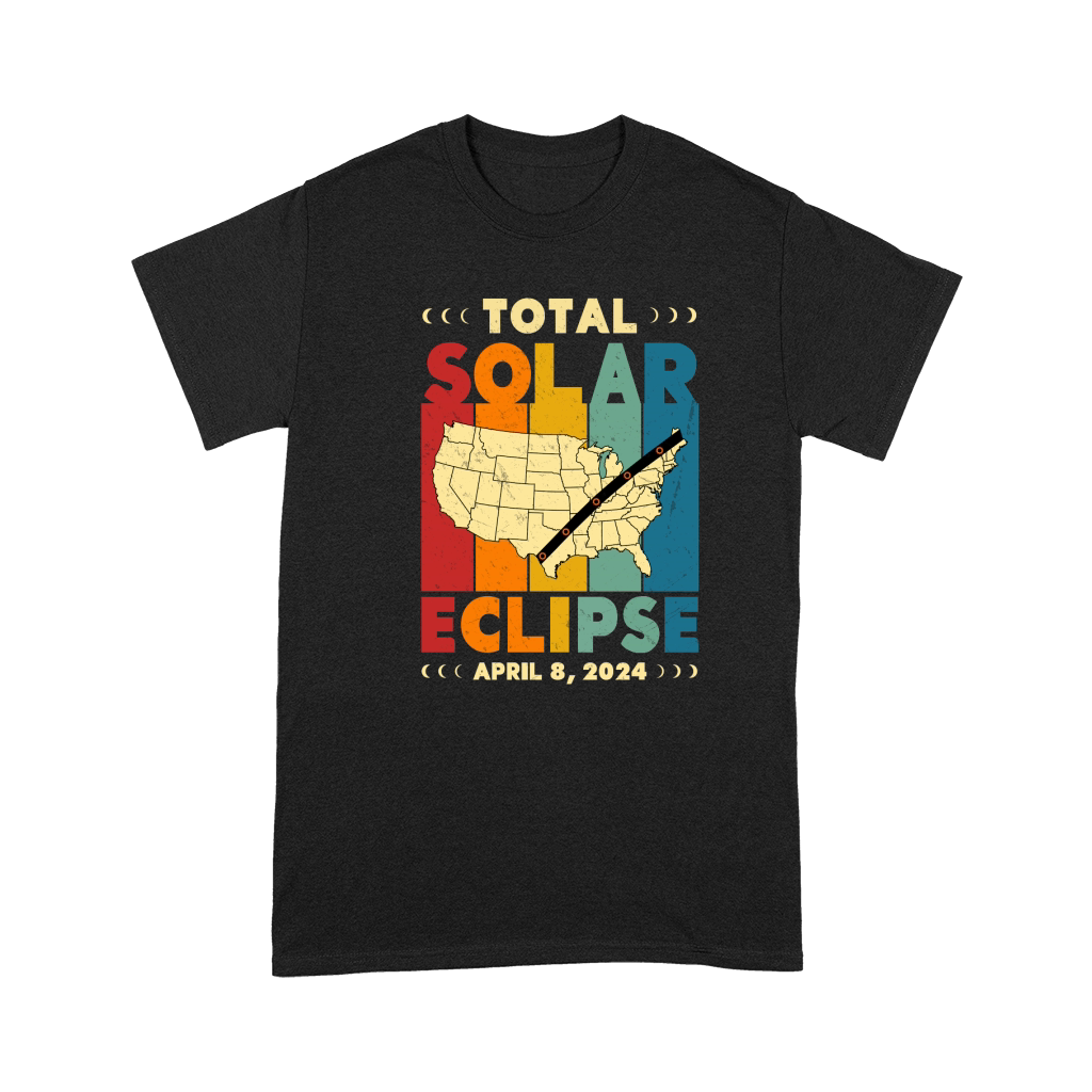 Vintage Total Solar Eclipse 2024 USA Map Premium T-shirt