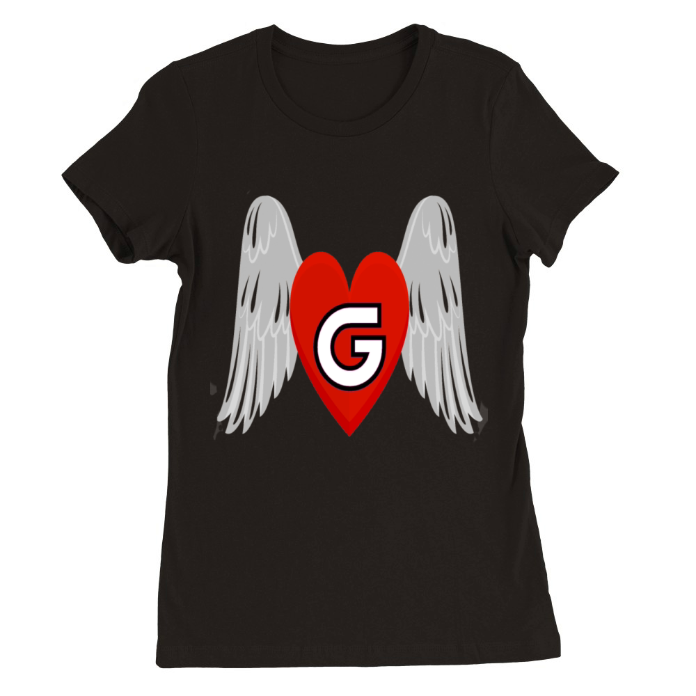 Angel flying heart with G Premium Womens Crewneck T-shirt