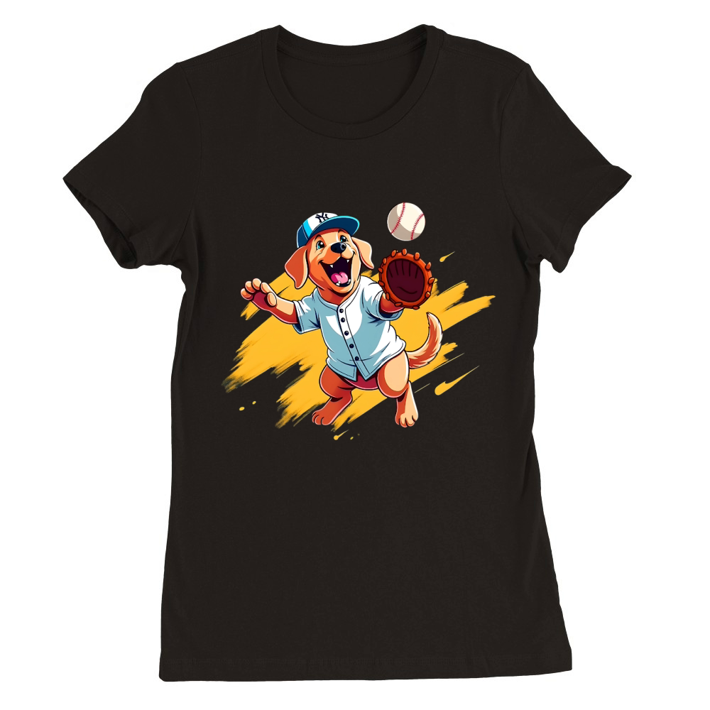 Cute Dog Playing Baseball 2 Premium Womens Crewneck T-shirt