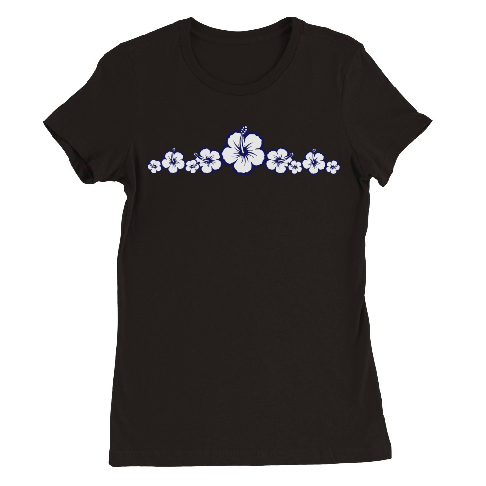 Hawaiian Hibiscus Flowers - Surfing Style Premium Womens Crewneck T-shirt