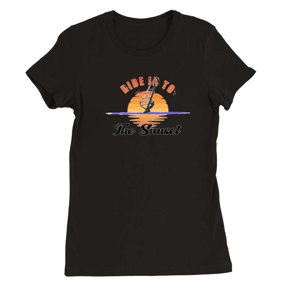 Ride In To The Sunset Windsurfer Surfer I Gift Premium Womens Crewneck T-shirt