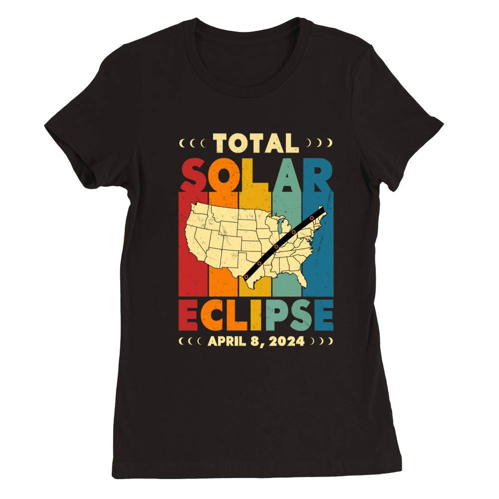 Vintage Total Solar Eclipse 2024 USA Map Premium Womens Crewneck T-shirt
