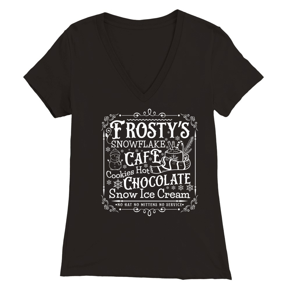 frostys Snowflake Cafe cookies Vintage Christmas  white300 Premium Womens V-Neck T-shirt