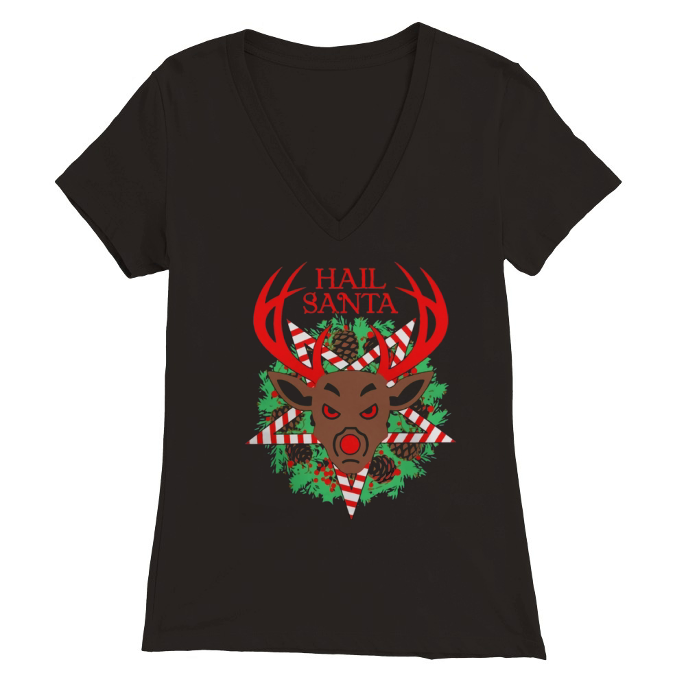 Hail Santa Claus Christmas Premium Womens V-Neck T-shirt
