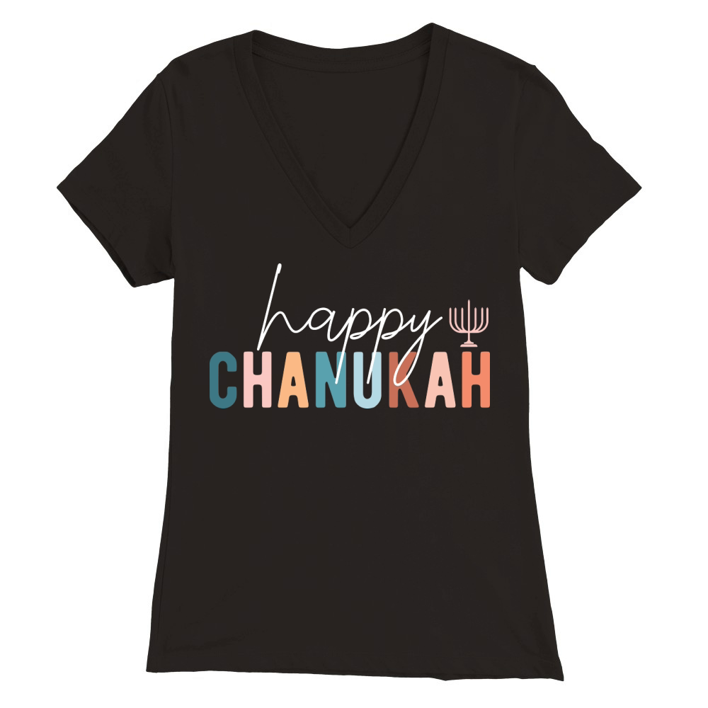 Happy Chanukah Premium Womens V-Neck T-shirt