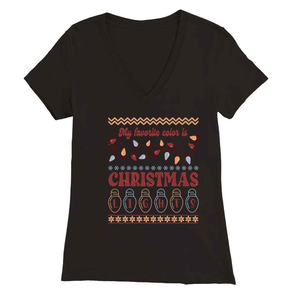 My favorite color is christmas lights ugly Premium Womens V-Neck T-shirt
