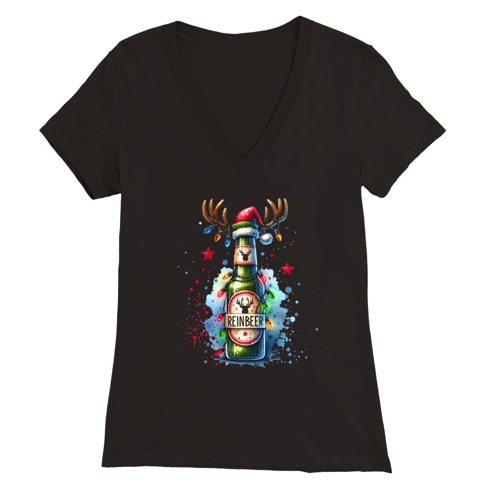 Reinbeer Christmas Clipart Reindeer Beer 02 Premium Womens V-Neck T-shirt
