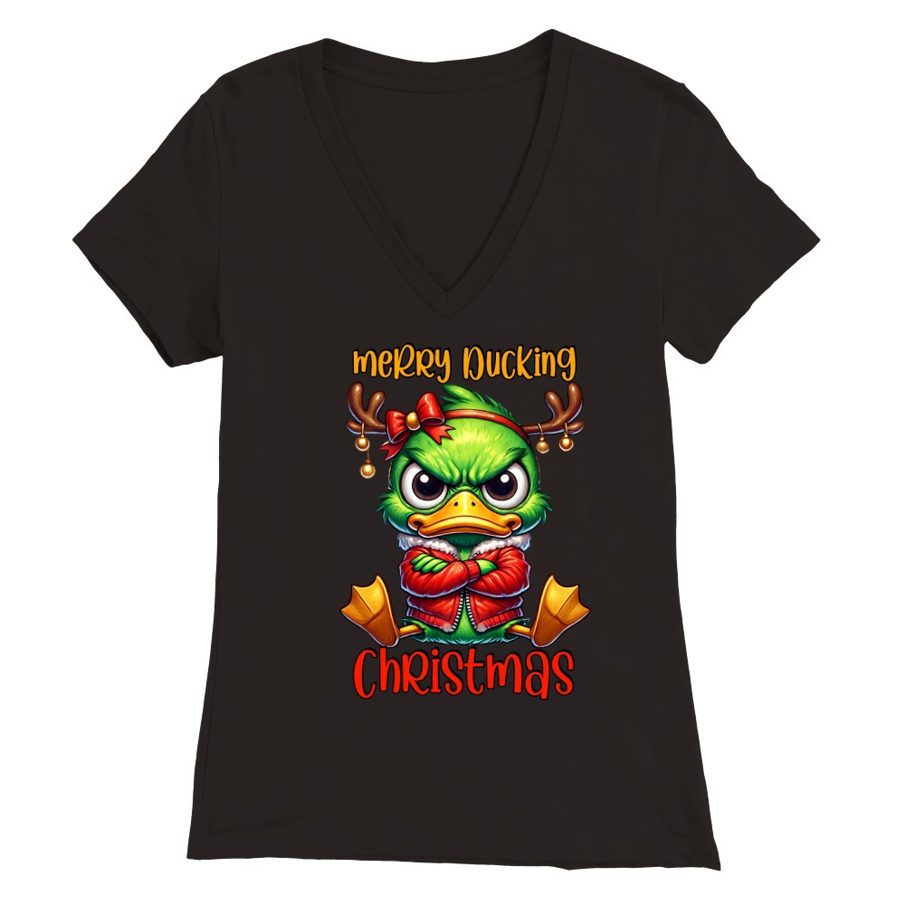 Sarcastic Grumpy Duck Christmas 11 Premium Womens V-Neck T-shirt