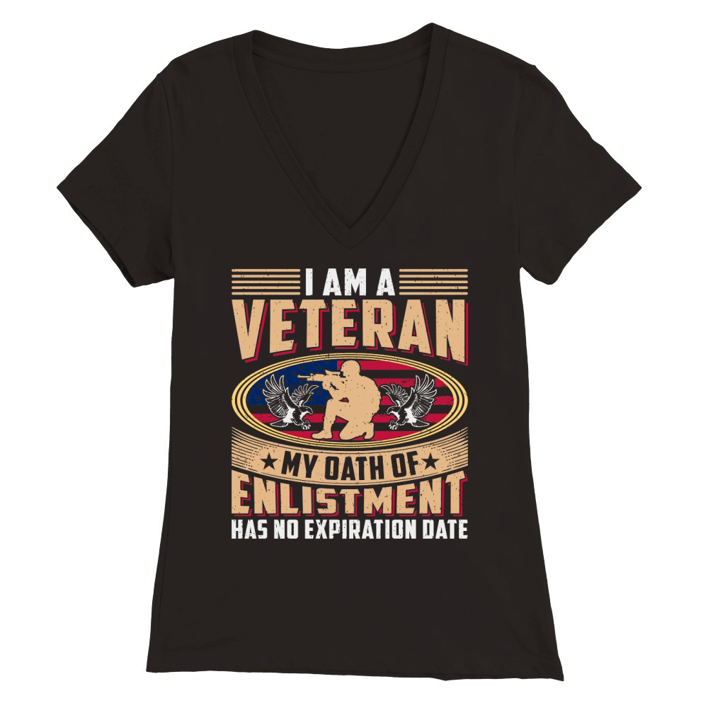 Soldier Veteran I Am Veteran My Dath of Enlistment Premium Womens V-Neck T-shirt
