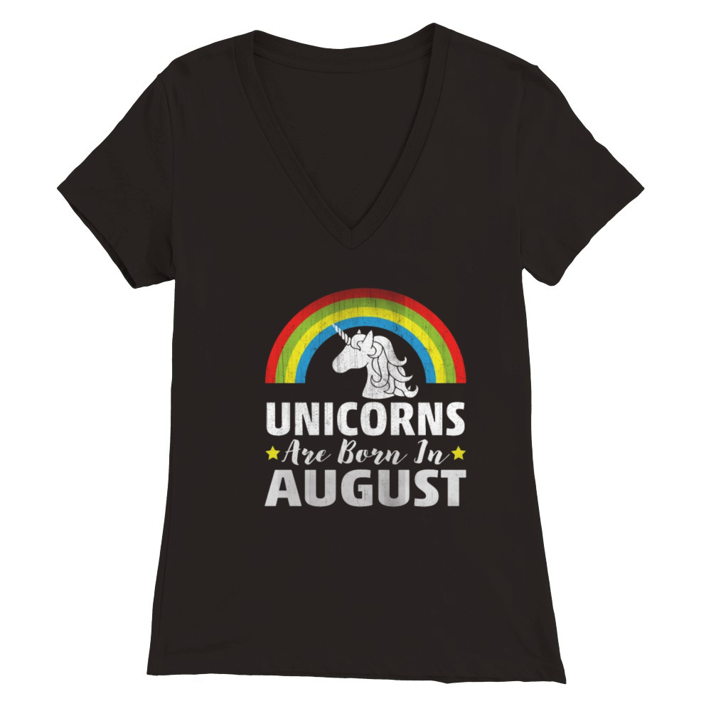 Unicorns Are Born In August Premium Womens V-Neck T-shirt
