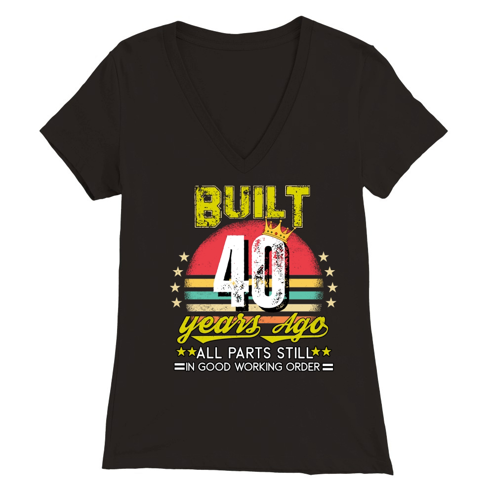 Vintage Birthday 40 Premium Womens V-Neck T-shirt