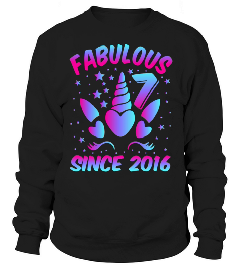 Fabulous 7 Since 2016 Unicorn Birthday T Shirt Design (1) Sweatshirt Unisex