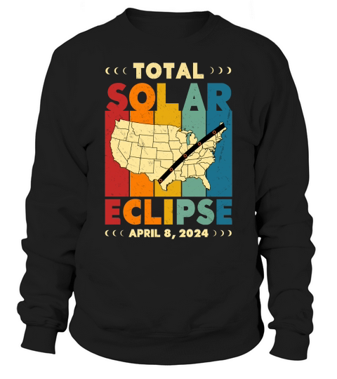 Vintage Total Solar Eclipse 2024 USA Map Sweatshirt Unisex