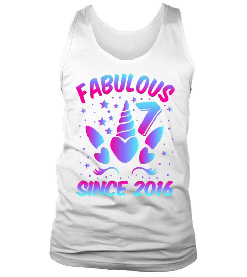 Fabulous 7 Since 2016 Unicorn Birthday T Shirt Design (1) Tank Top Unisex