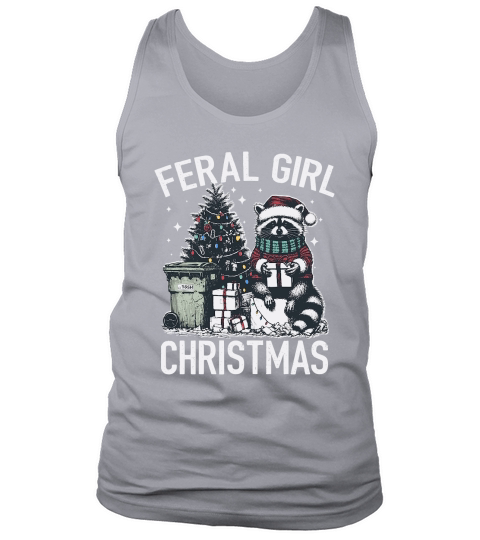 Feral Girl Christmas Raccoon D Color Tank Top Unisex