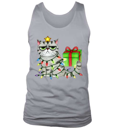 Funny Cat and Christmas Lights Tank Top Unisex