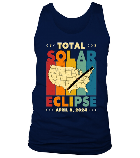 Vintage Total Solar Eclipse 2024 USA Map Tank Top Unisex
