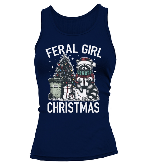 Feral Girl Christmas Raccoon D Color Tank top Woman