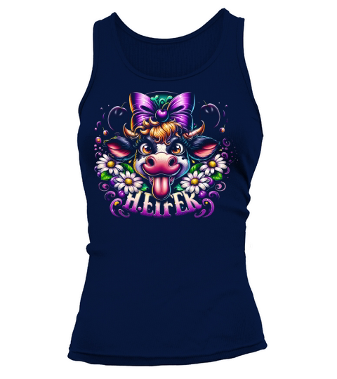 Playful Heifer Cow with Purple Bow Tank top Woman