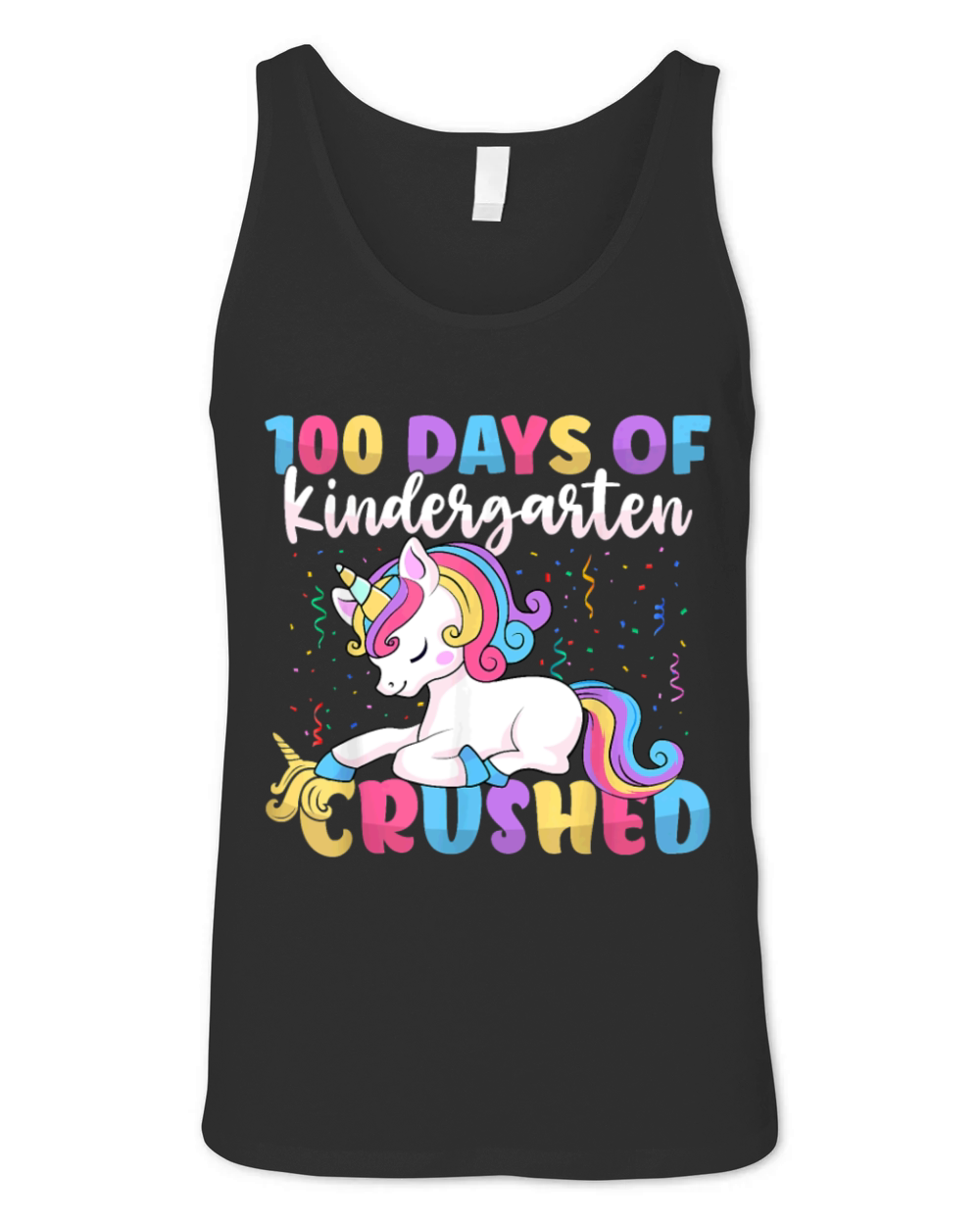 100 Days of Kindergarten Crushed Boys Cute Unicorn Unisex Jersey Tank