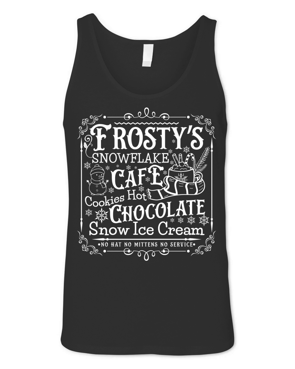 frostys Snowflake Cafe cookies Vintage Christmas  white300 Unisex Jersey Tank