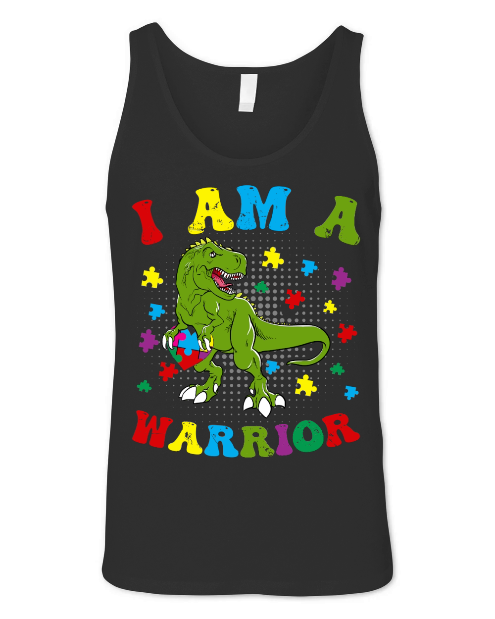 I Am a Warrior T Rex Dinosaur Autism A warrior Unisex Jersey Tank
