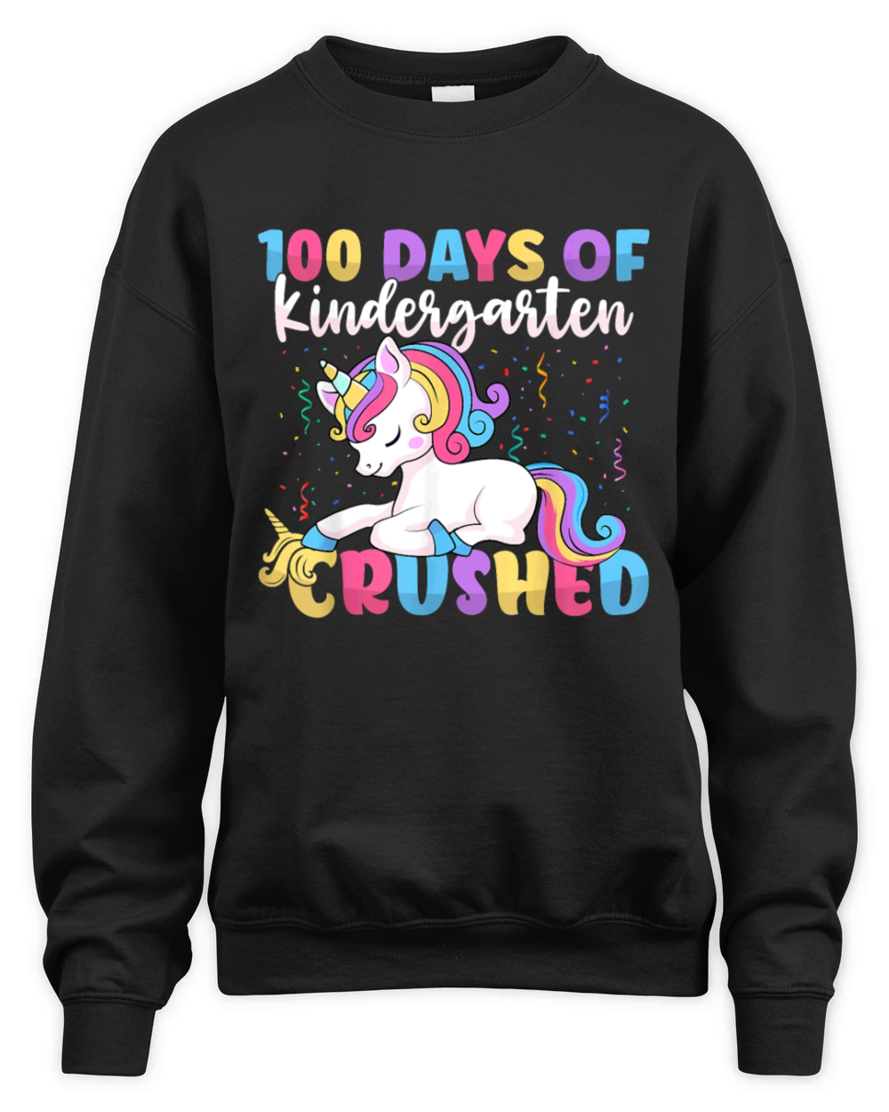 100 Days of Kindergarten Crushed Boys Cute Unicorn Unisex Premium Crewneck Sweatshirt
