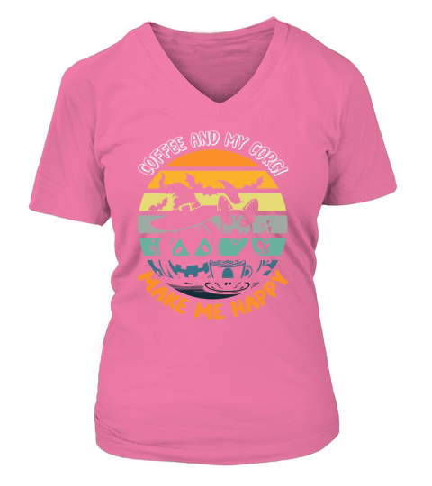 coffee and my corgi make me happy V-neck T-Shirt Woman