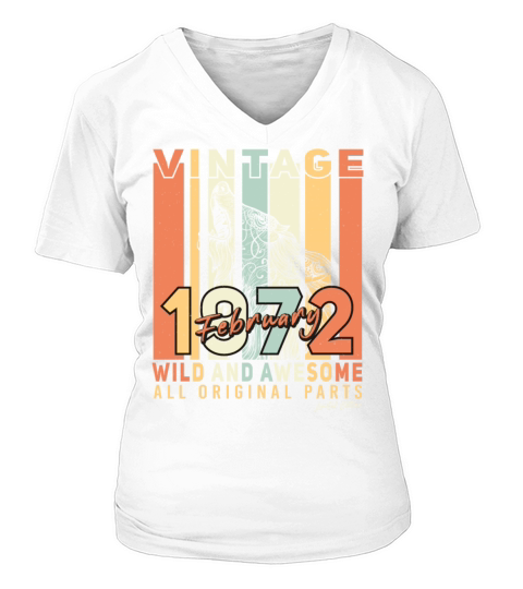 February 1972 Vintage Original V-neck T-Shirt Woman