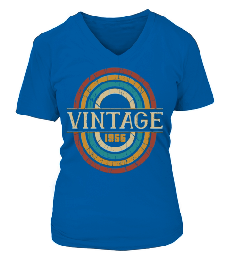 Old Retro Vintage Made 1956 Parts Birth Born V-neck T-Shirt Woman
