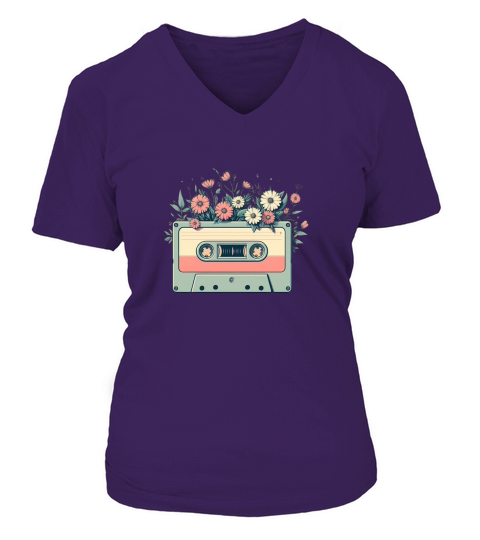 Radio and flowers V-neck T-Shirt Woman